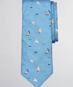 Oxford & Evergreen Brooks Brothers Sailing Motif Tie, Light Blue (6 Colors Available) Accessories