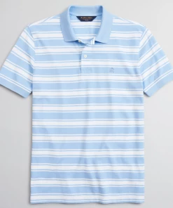 Oxford & Evergreen Clothing Brooks Brothers Slim Fit Large Stripe Polo Shirt, Light Blue (2 Colors)