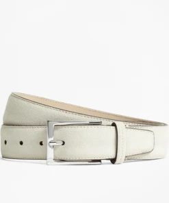 Oxford & Evergreen Accessories Brooks Brothers 1818 Suede Belt, Beige (Off-White)