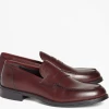 Oxford & Evergreen Brooks Brothers 1818 Rubber-Sole Leather Penny Loafers, Burgundy