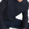 Oxford & Evergreen Banana Republic Organic Cotton-Linen Crew-Neck Sweater, Preppy Navy & Moondust