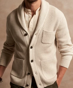 Oxford & Evergreen Clothing Banana Republic Supima® Cotton Shawl-Collar Cardigan, Heather Oatmeal
