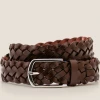 Oxford & Evergreen Boden Leather Plaited (Braided) Belt, Brown Accessories
