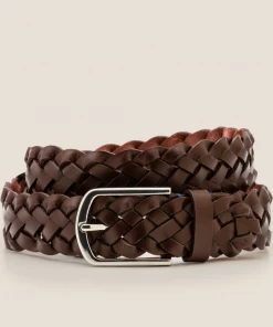Oxford & Evergreen Boden Leather Plaited (Braided) Belt, Brown Accessories
