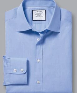 Oxford & Evergreen Charles Tyrwhitt Semi-Spread Collar Dress Shirt, Blue