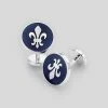 Oxford & Evergreen Charles TyrwhittEnamel Fleur-de-Lys Round Cufflinks, Navy Accessories