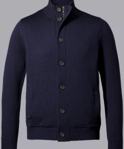 Oxford & Evergreen Charles Tyrwhitt Merino Funnel Neck Jacket, Navy Clothing