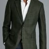 Oxford & Evergreen Charles Tyrwhitt Textured Wool Windowpane Check Jacket, Forest Green Clothing