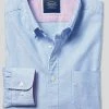 Oxford & Evergreen Clothing Charles Tyrwhitt Button-Down Collar Bengal Stripe Washed Oxford Shirt, Blue & White
