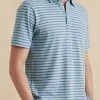 Oxford & Evergreen Faherty Organic Cotton Isle Polo, Atlantic Waters Stripe (Blue-Green) (3 Colors)