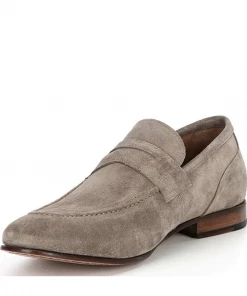 Oxford & Evergreen Flag Ltd. Seneca Suede Leather Penny Loafers, Khaki Shoes