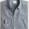 Oxford & Evergreen J. Crew Slim Stretch Secret Wash Organic Cotton Poplin Shirt, Navy Gingham