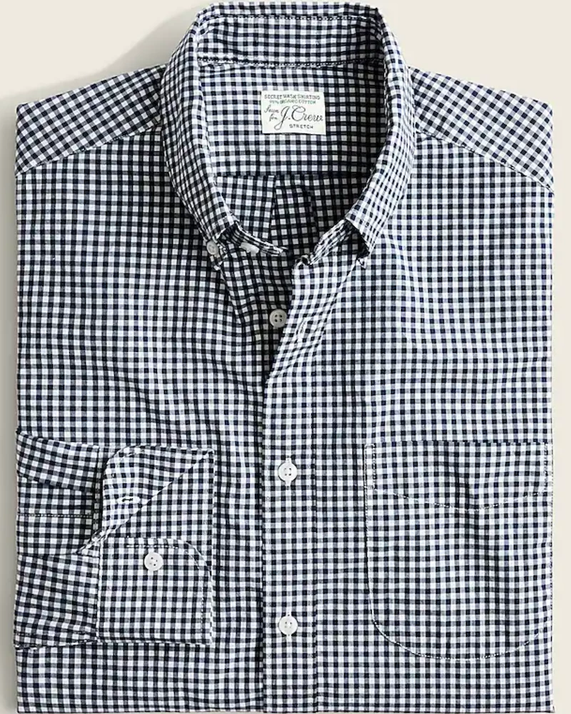 Flash Sale โค๏ธ Oxford & Evergreen J. Crew Slim Stretch Secret Wash Organic Cotton Poplin ๐ Shirt, Navy Gingham ๐งจ 3 Oxford & Evergreen J. Crew Slim Stretch Secret Wash Organic Cotton Poplin Shirt, Navy Gingham