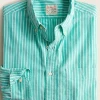 Oxford & Evergreen J. Crew Slim Broken-In Organic Cotton Oxford Shirt, Green & White