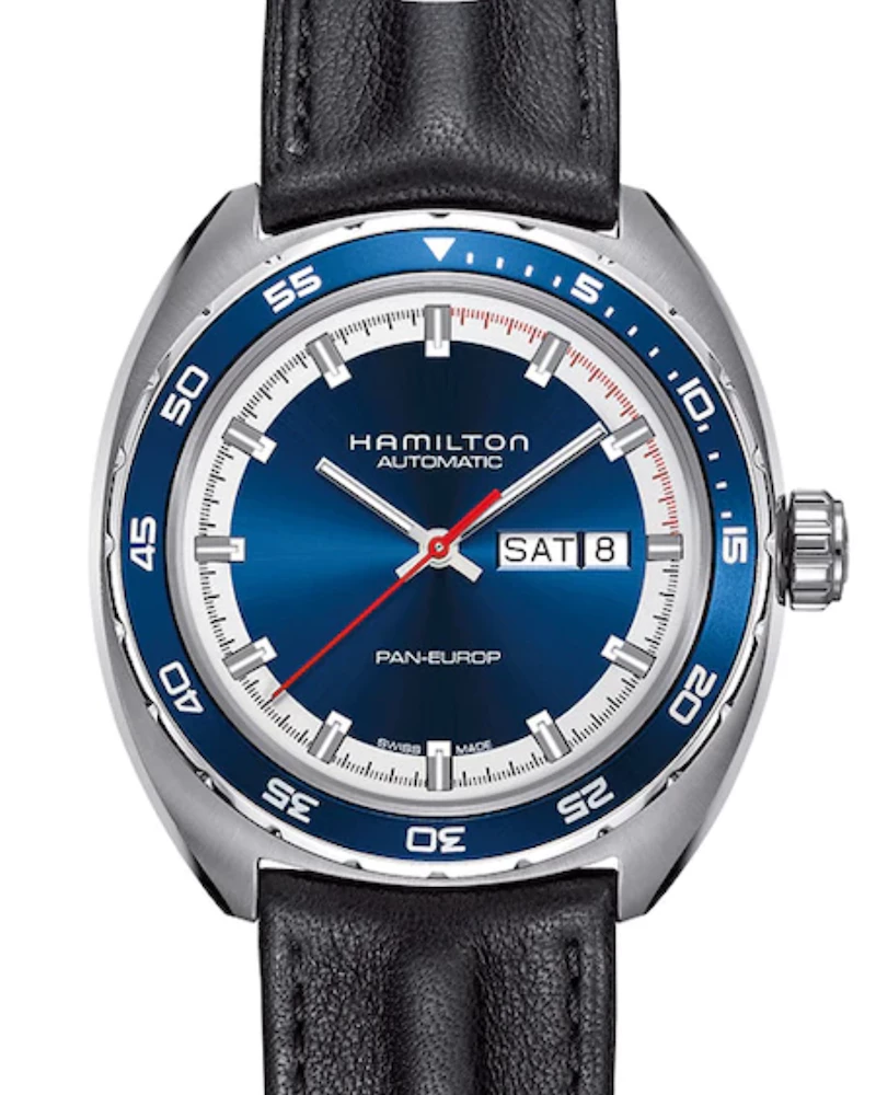 Buy β Oxford & Evergreen Hamilton Pan Europ Day-Date Automatic β Watch, Blue H35405741 (42mm) π 3 Oxford & Evergreen Hamilton Pan Europ Day-Date Automatic Watch, Blue H35405741 (42mm)