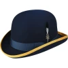 Oxford & Evergreen Hats.com 410 Bowler, Navy & Gold
