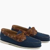 Oxford & Evergreen J. Crew Factory Canvas Boat Shoes, Navy & Contrast Vintage Cognac