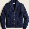 Oxford & Evergreen J. Crew Cotton Cable-Knit Shawl-Collar Cardigan Sweater, Navy (3 Colors) Clothing