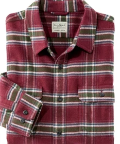 Oxford & Evergreen Clothing L.L. Bean Organic Cotton Flannel Shirt, Deep Port (Red) (4 Patterns)