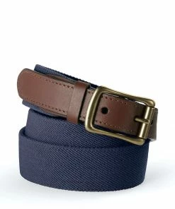 Oxford & Evergreen Accessories Lands' End Cotton Elastic Surcingle Belt, Navy