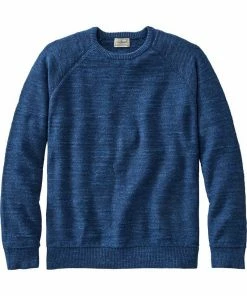 Oxford & Evergreen Clothing L.L. Bean Organic Cotton Crewneck Sweater, Deep Blue Heather (9 Colors)