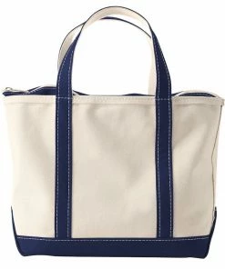 Oxford & Evergreen L.L.Bean Boat And Tote Cotton Canvas Tote Bag, Zip-Top, Large, Blue (6 Colors) Bags & Baggage