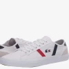 Oxford & Evergreen Lacoste Sideline Tri 2 Canvas & Leather Sneakers, White/Navy/Red Shoes