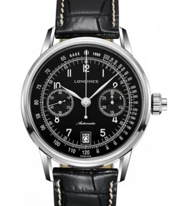 Oxford & Evergreen Longines Heritage Chronograph Automatic Watch, Black Dial (41mm)