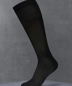 Oxford & Evergreen Lorenzo Uomo Tuxedo Over The Calf Silk Socks, Black