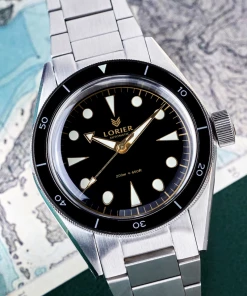 Oxford & Evergreen Dive Watches Lorier Neptune Series III Dive Watch, Black/Gilt (4 Patterns) (39mm)