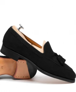 Oxford & Evergreen Meermin 101412 Suede Tassel Loafers, Black