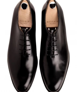 Oxford & Evergreen Meermin 101240 Wholecut Dress Shoes, Black Calfskin