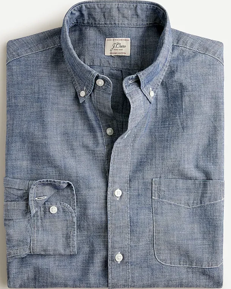 Hot Sale โค๏ธ Oxford & Evergreen Clothing J. Crew Slim Organic Cotton Chambray ๐ Shirt In One-Year Wash (Faded Navy Blue) โ 3 Oxford & Evergreen Clothing J. Crew Slim Organic Cotton Chambray Shirt In One-Year Wash (Faded Navy Blue)