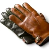 Oxford & Evergreen Orvis Battenkill® Cashmere-Lined Leather Gloves, Tan / Green