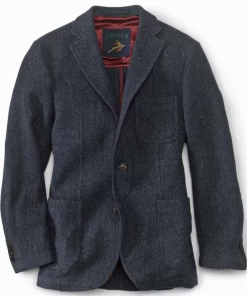 Oxford & Evergreen Orvis Highland Tweed Casual Jacket, Navy Herringbone Clothing