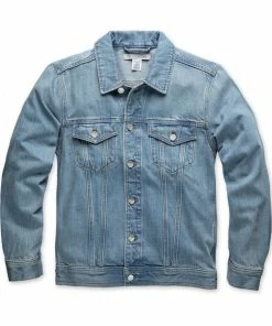 Oxford & Evergreen Clothing Outerknown Organic & Recycled Cotton Peacenik Denim Trucker Jean Jacket, Baja Blue