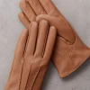 Oxford & Evergreen Overland Norfolk Cashmere-Lined Deerskin Leather Gloves, Tan