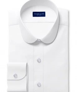 Oxford & Evergreen Proper Cloth Custom-Made Vintage Club Collar Dress Shirt, Lafayette White Twill Clothing