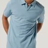 Oxford & Evergreen Pact Organic Vintage Notch Neck Polo, Blue Fog