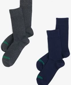 Oxford & Evergreen Clothing Pact Organic Cotton Socks 2-Pack (Charcoal Heather & Maritime Navy)