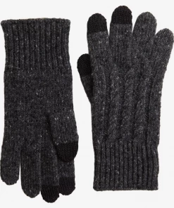 Oxford & Evergreen Pendleton Cable-Knit Gloves, Black (Charcoal Heather)