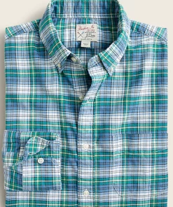 Oxford & Evergreen J. Crew Slim Broken-In Organic Cotton Oxford Shirt, Nicky Blue White (Blue & Green) Clothing