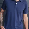 Oxford & Evergreen Quince Organic Stretch Luxe Pique Polo, Navy (3 Colors) Clothing