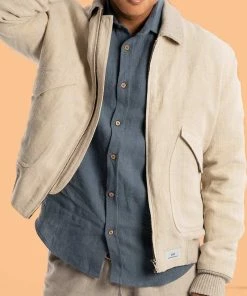 Oxford & Evergreen Clothing Rawganique Organic Hemp Varsity Bomber Jacket, Natural