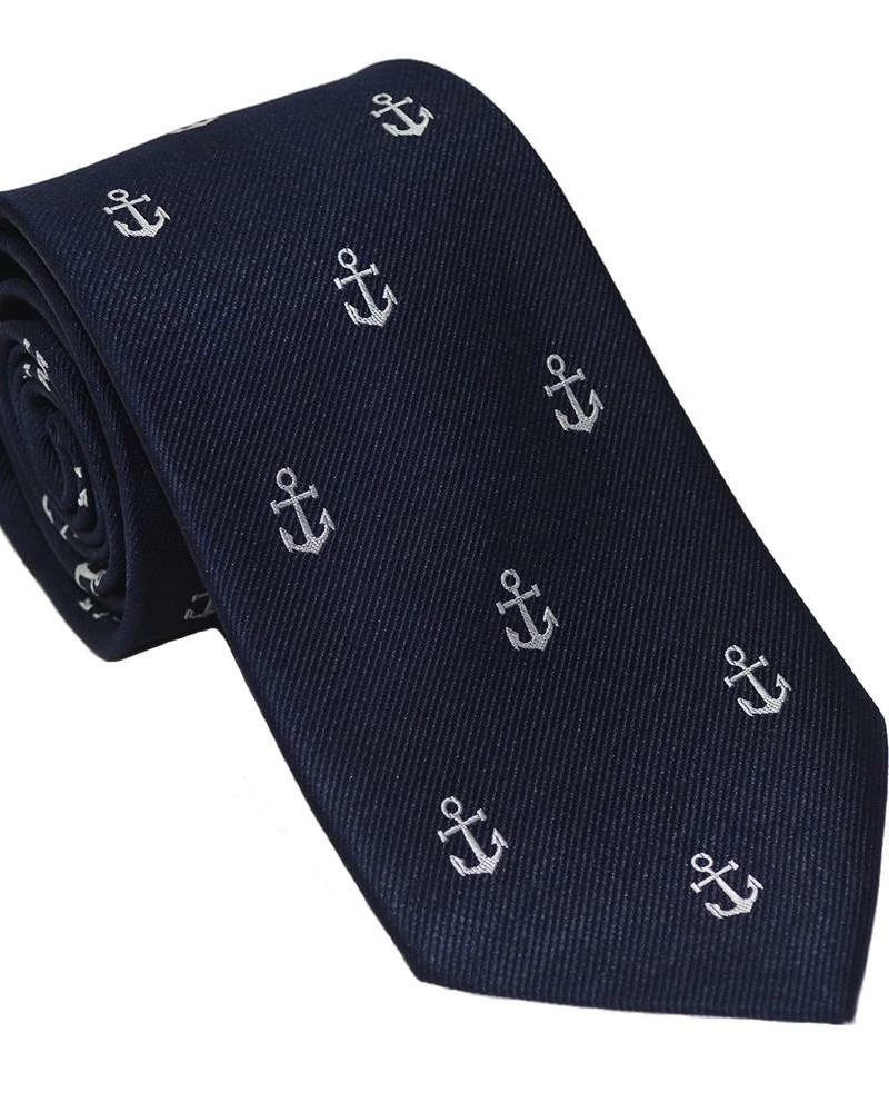 Best Pirce ๐ฅฐ Oxford & Evergreen Accessories ๐ Summer Ties Anchor Silk Necktie, White On Navy ๐ 3 Oxford & Evergreen Accessories Summer Ties Anchor Silk Necktie, White On Navy