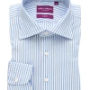Oxford & Evergreen Spier & Mackay Dress Shirt With French Placket, Blue Bengal Stripe Clothing