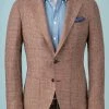 Oxford & Evergreen Spier & Mackay Linen/Wool Prince Of Wales Check Sport Coat, Brown