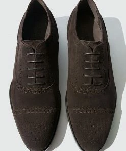 Oxford & Evergreen Scarosso Roberto Cap-Toe Oxfords, Dark Brown Suede Shoes