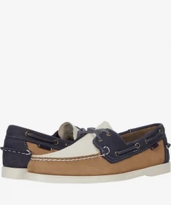 Oxford & Evergreen Sebago Portland Archive Boat Shoes, Beige Camel / Blue / Navy