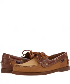 Oxford & Evergreen Sebago Spinnaker Boat Shoes, Brown Tan / Dark Brown / Gum